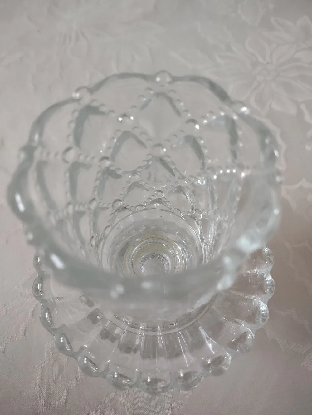 Fairy Lamp Footed Base And Scalloped Diamond Cut Dome